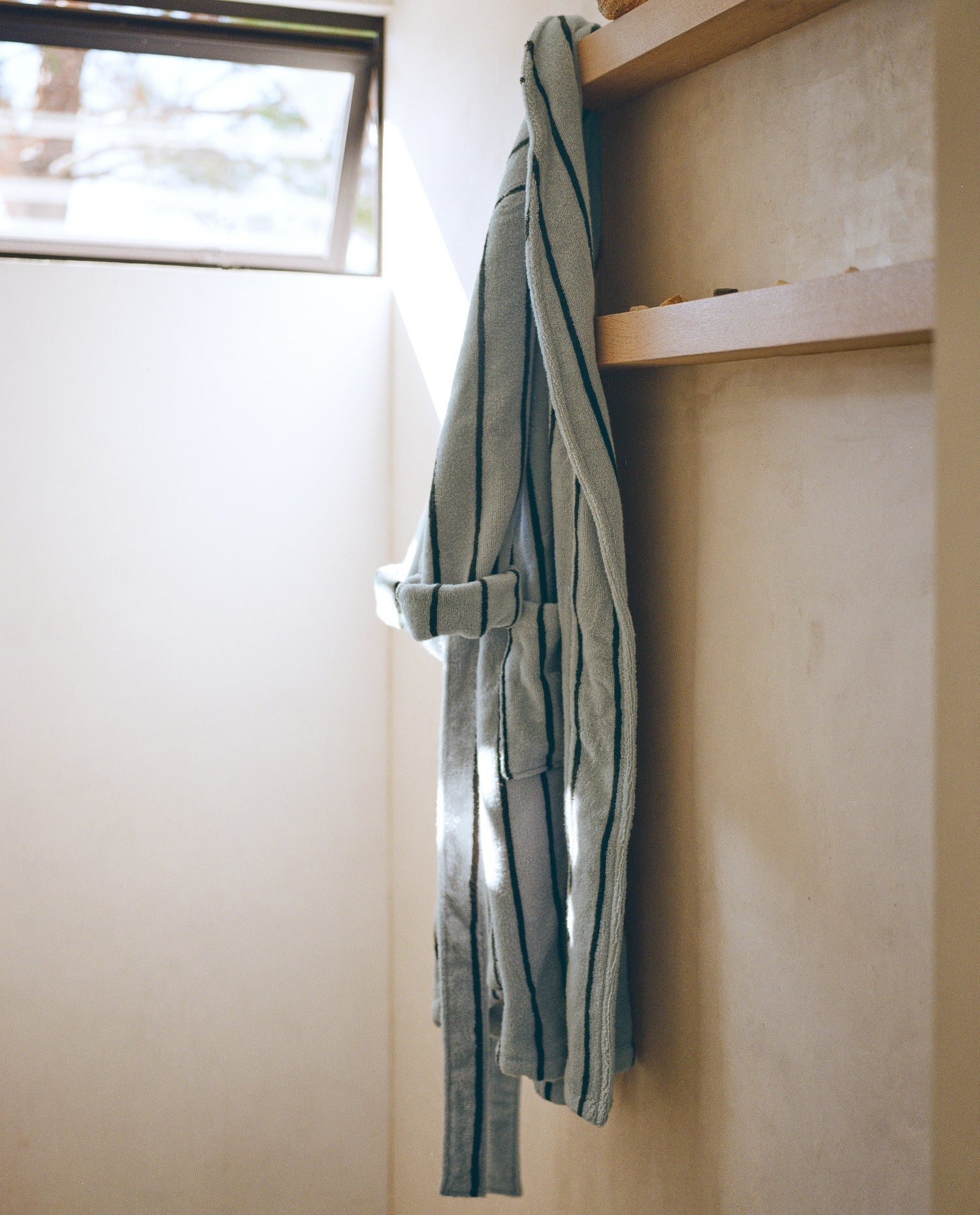 Turkish Cotton Stripe Robe in Sky with Evergreen by Parachute Home — view 5