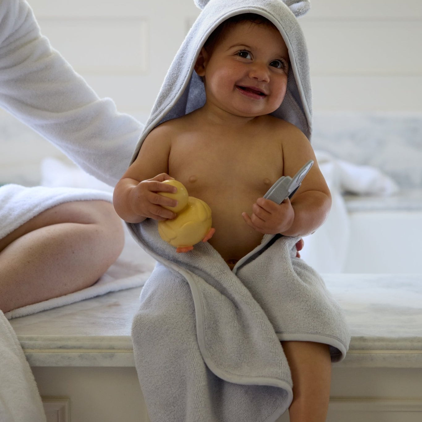 Organic Hooded Baby Towel with Ears | Sky - Pretti.Cool