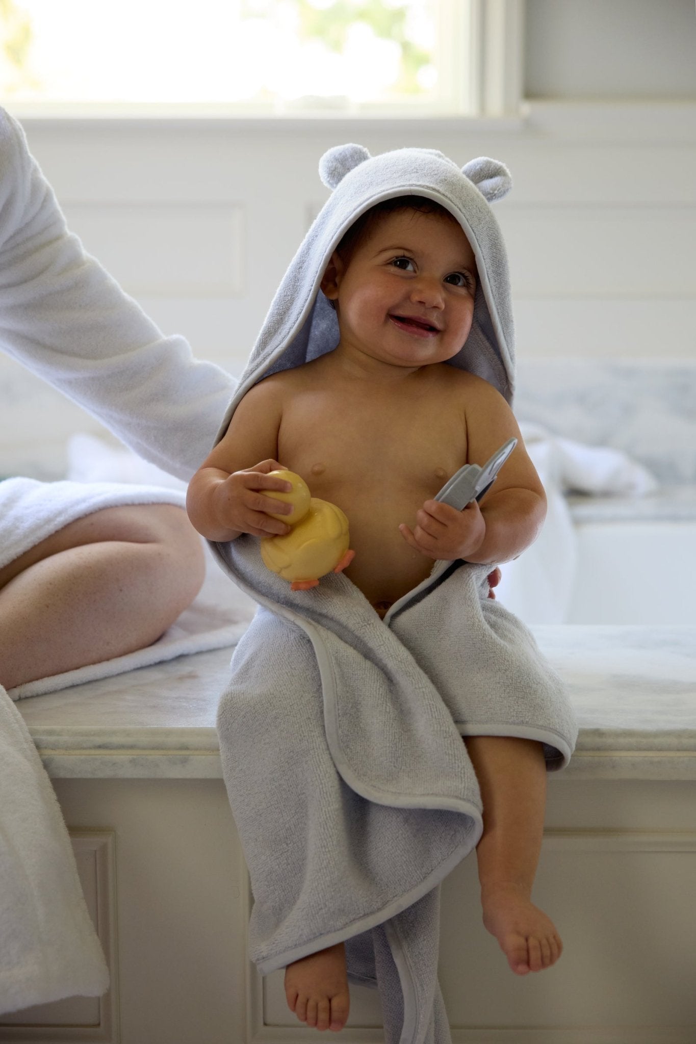 Organic Hooded Baby Towel with Ears | Sky - Pretti.Cool