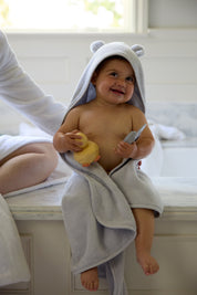Organic Hooded Baby Towel with Ears in Sky by Parachute Home — view 2