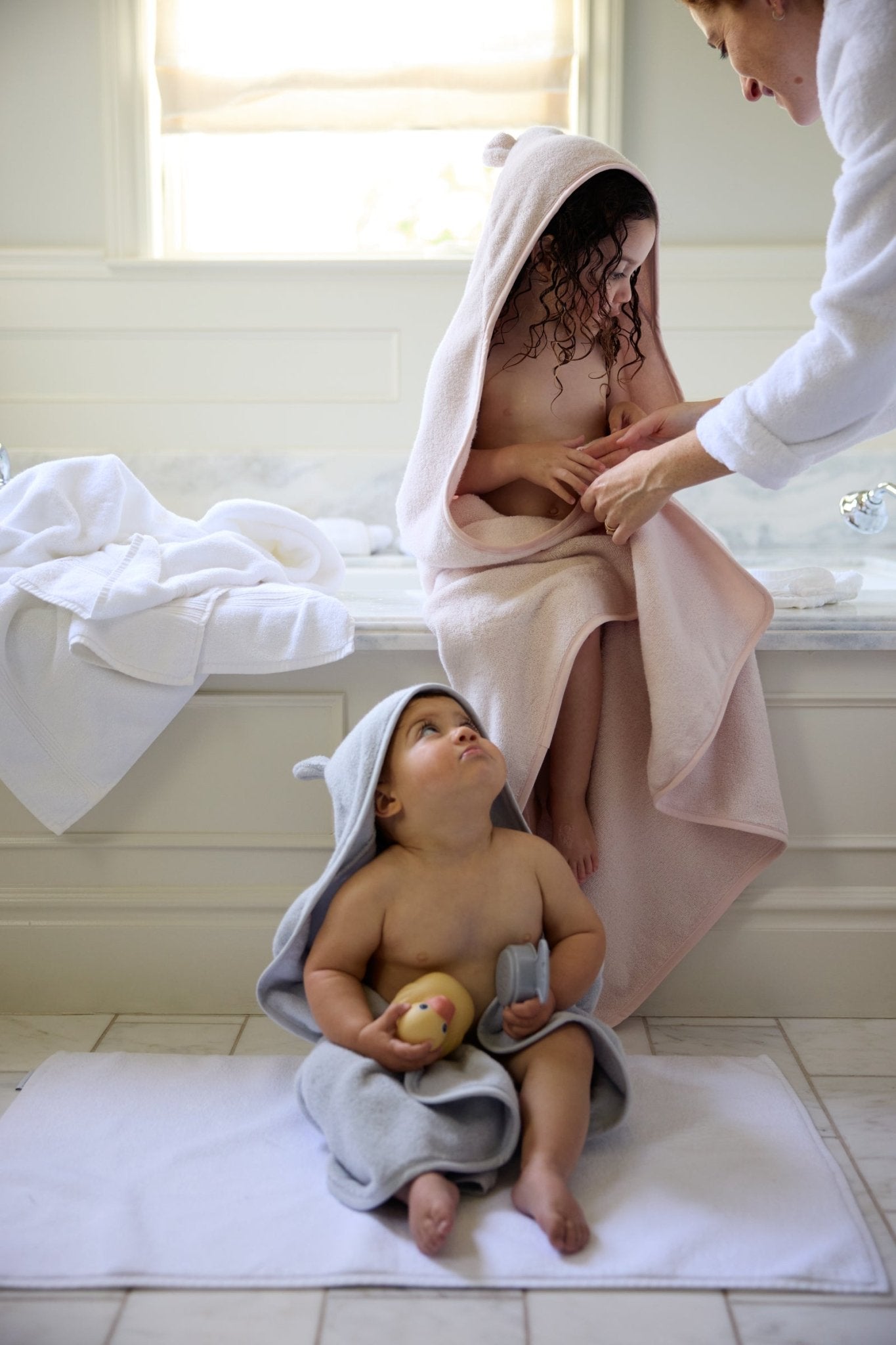 Organic Hooded Baby Towel with Ears | Blush - Pretti.Cool