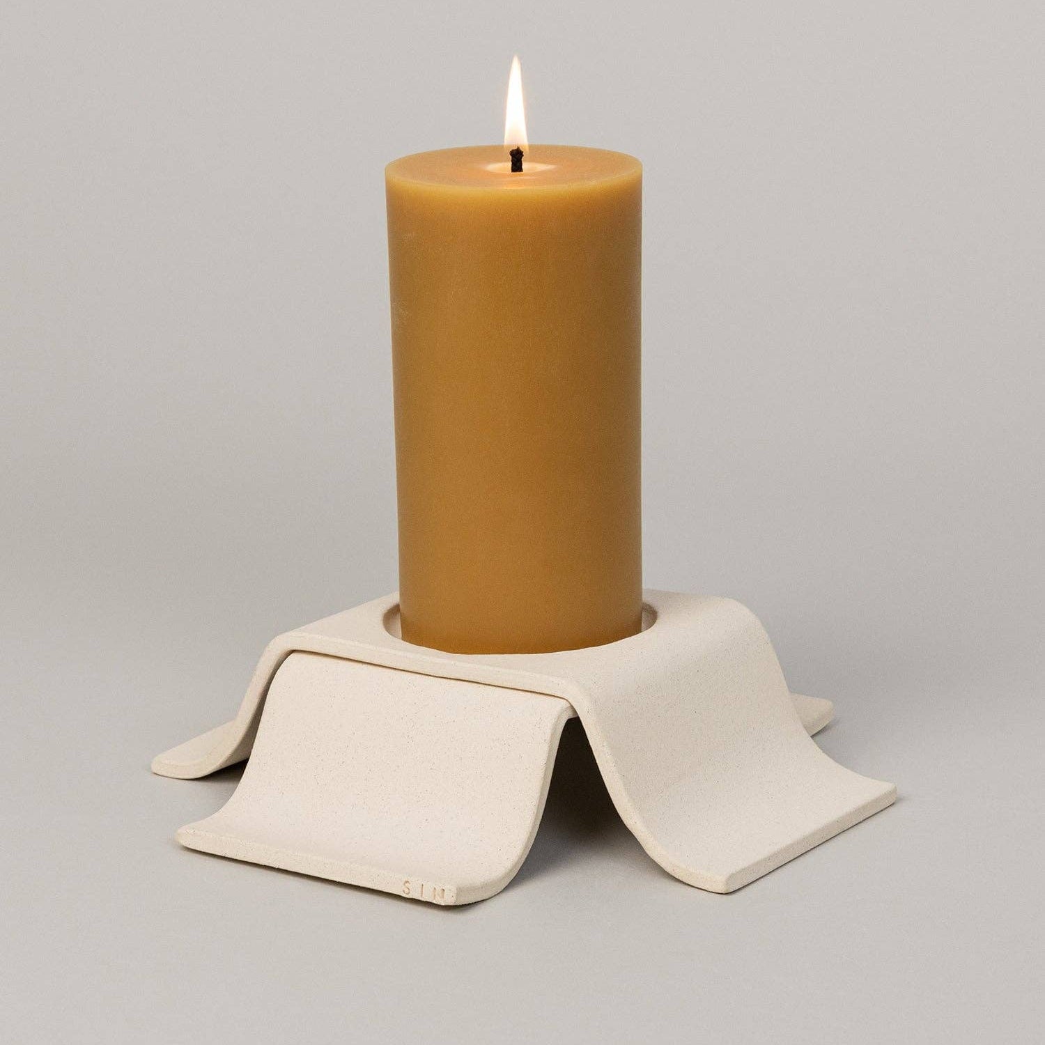 Noor Pillar Candleholder Tall in Bone — Virginia Sin