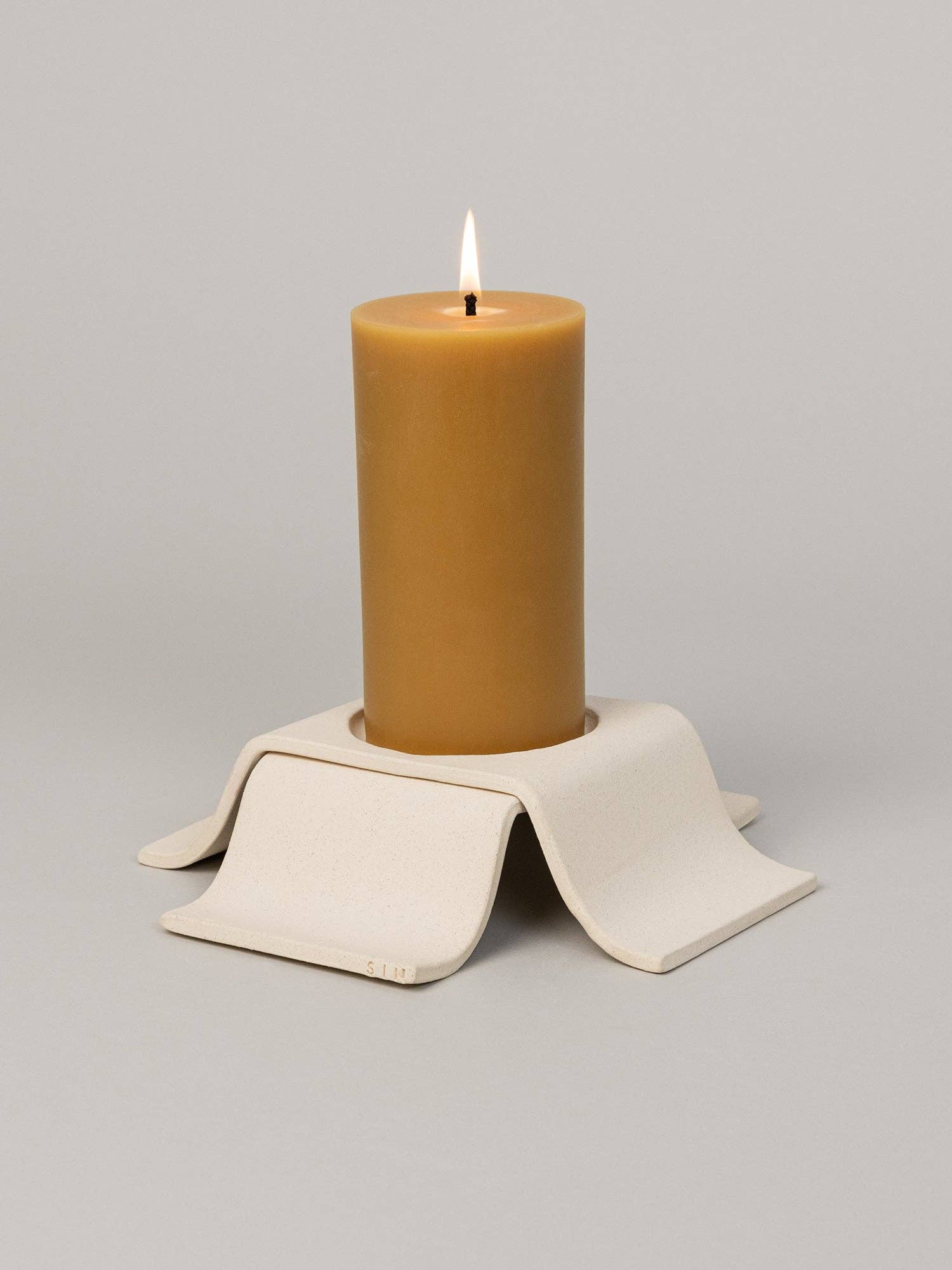 Noor Pillar Candleholder Tall in Bone — Virginia Sin