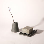 Soap Dish & Toothbrush Holder Set | Dark Green Terrazzo