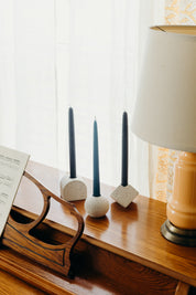 Block Candlestick Holder Set | White Terrazzo