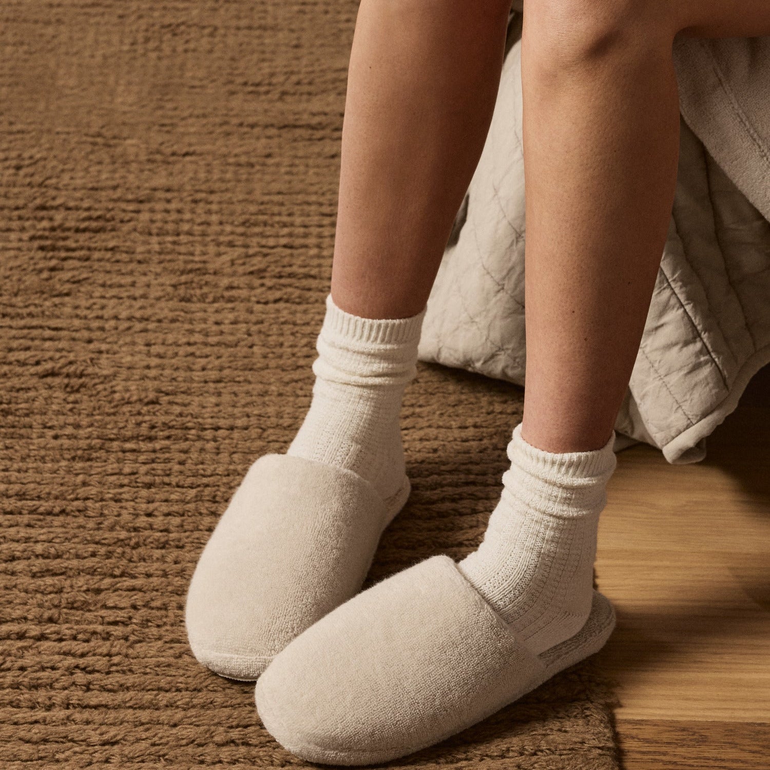 Classic Plush Slippers in Bone by Parachute Home — view 2