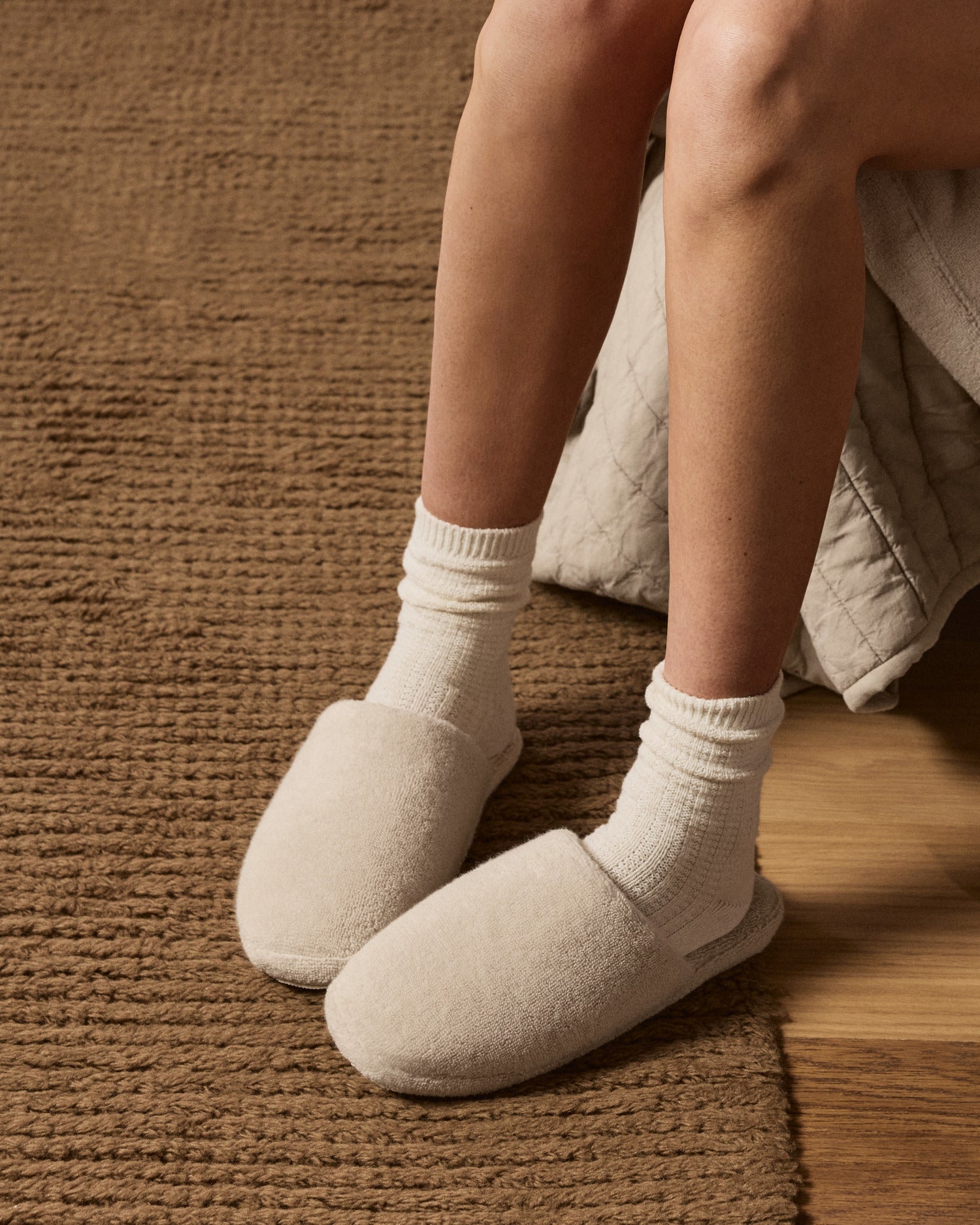 Classic Plush Slippers in Bone by Parachute Home — view 2