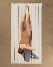 Bayside Beach Towel in Natural with Peacock by Parachute Home — view 2