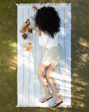 Bayside Beach Towel in Lagoon with Marigold by Parachute Home — view 5