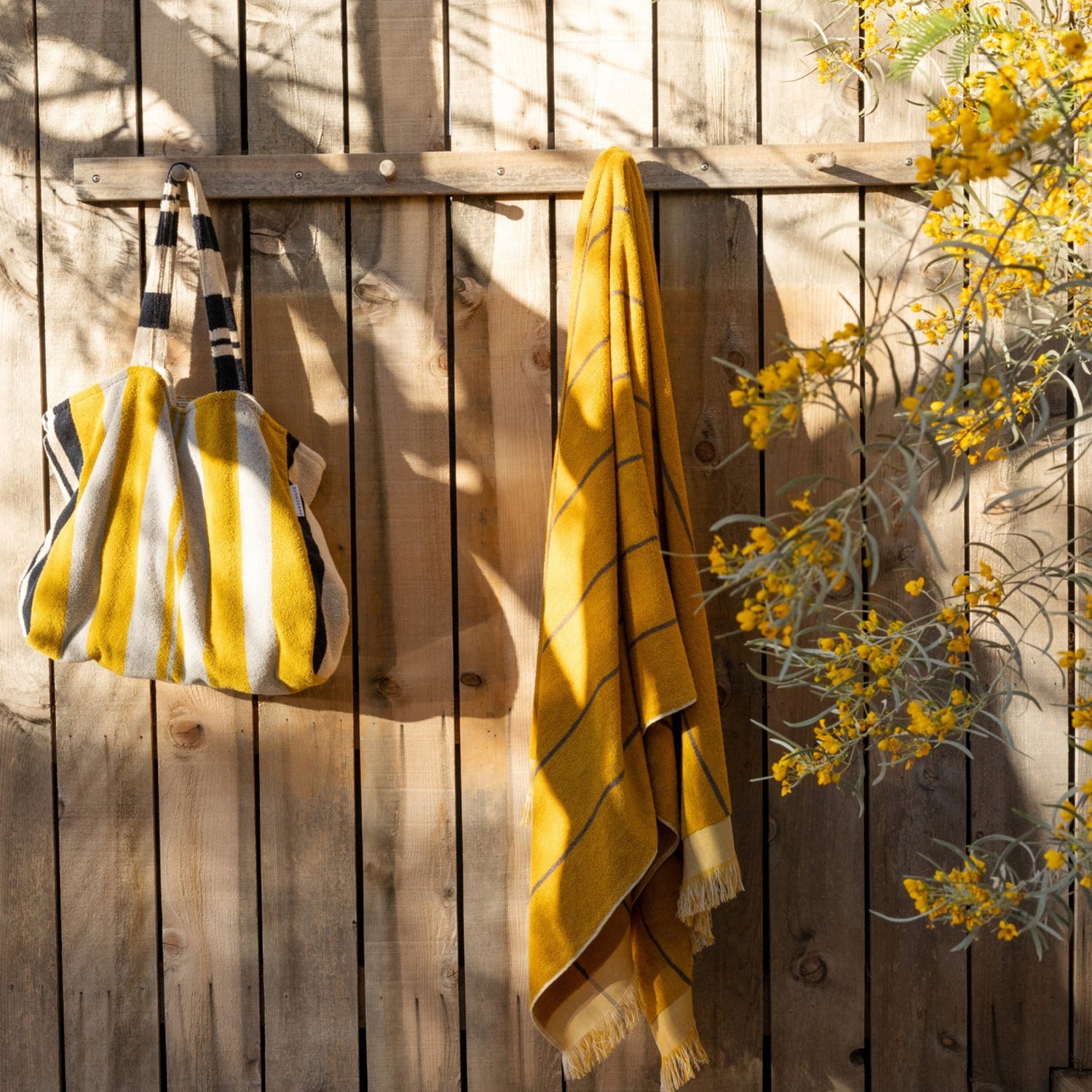 Bayside Beach Towel in Marigold with Warm Grey by Parachute Home — view 2