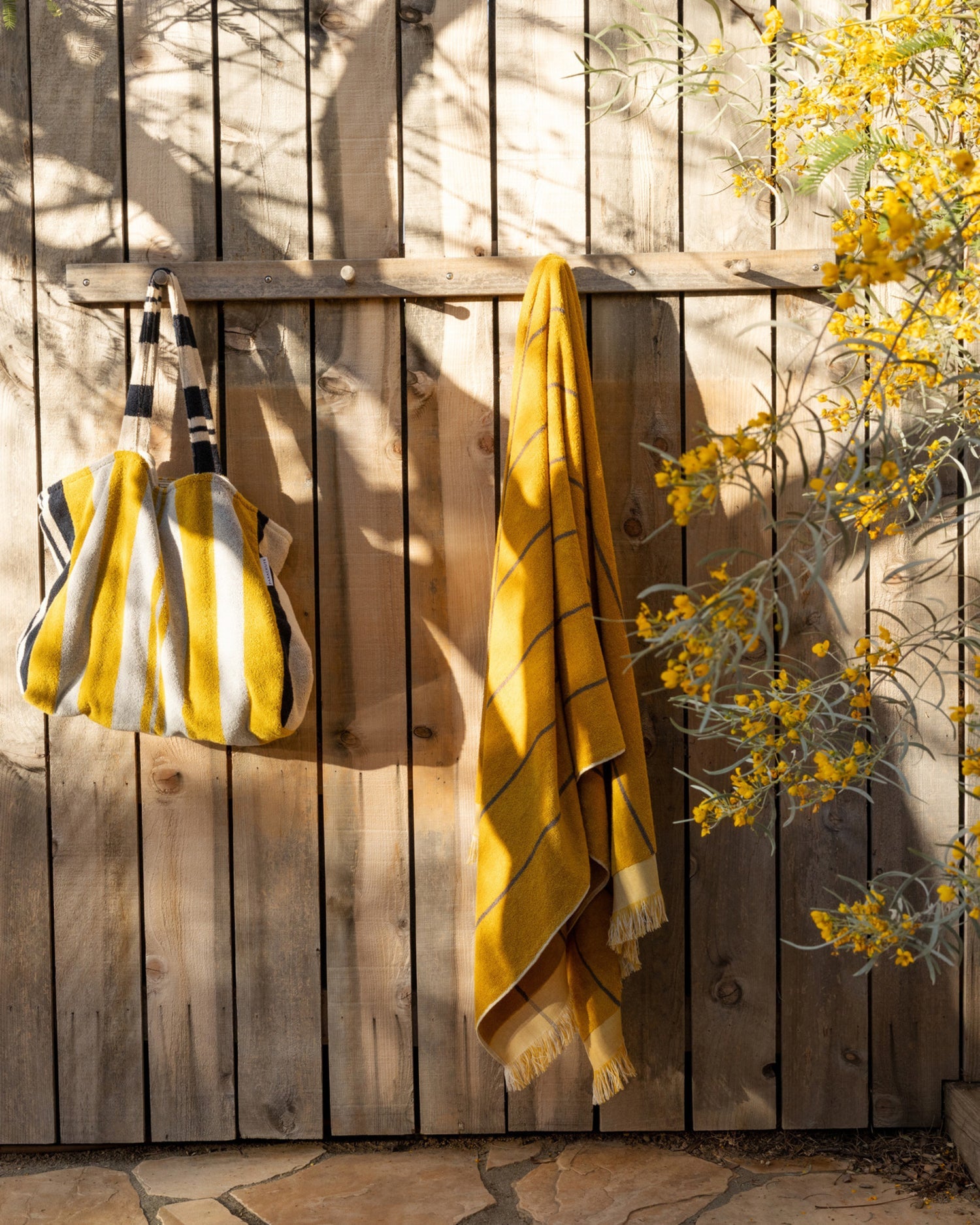 Bayside Beach Towel in Marigold with Warm Grey by Parachute Home — view 2