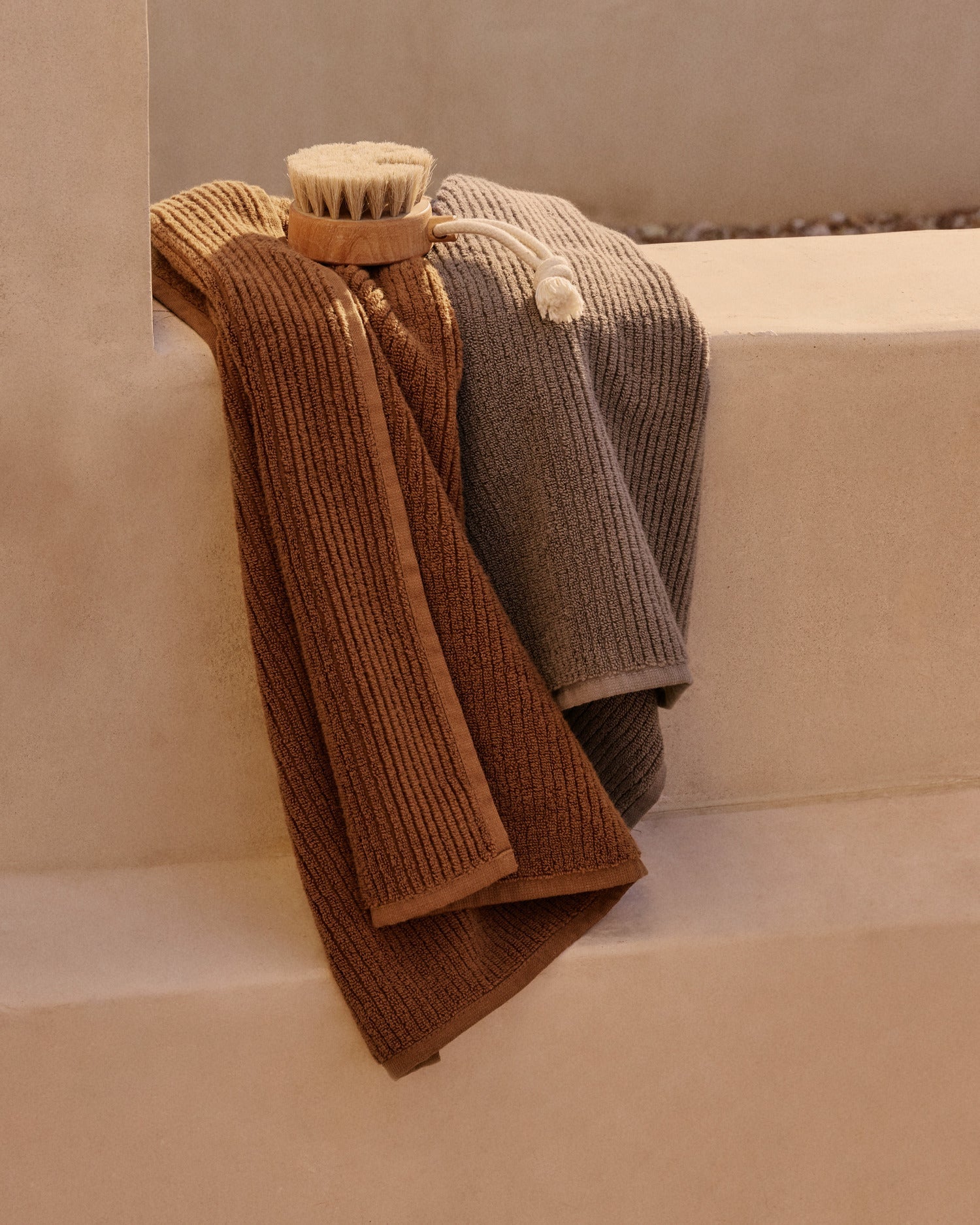 Soft Rib Towels in Warm Grey by Parachute Home — view 5