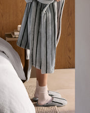 Turkish Cotton Stripe Slippers in Sky with Evergreen by Parachute Home — view 2