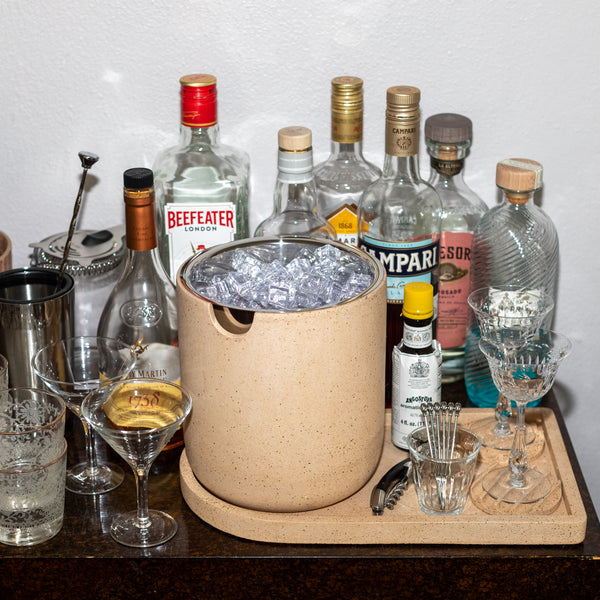 Bar cart with wine bucket