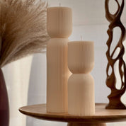 Ribbed Hourglass Pillar Candle Set - pretti.cool