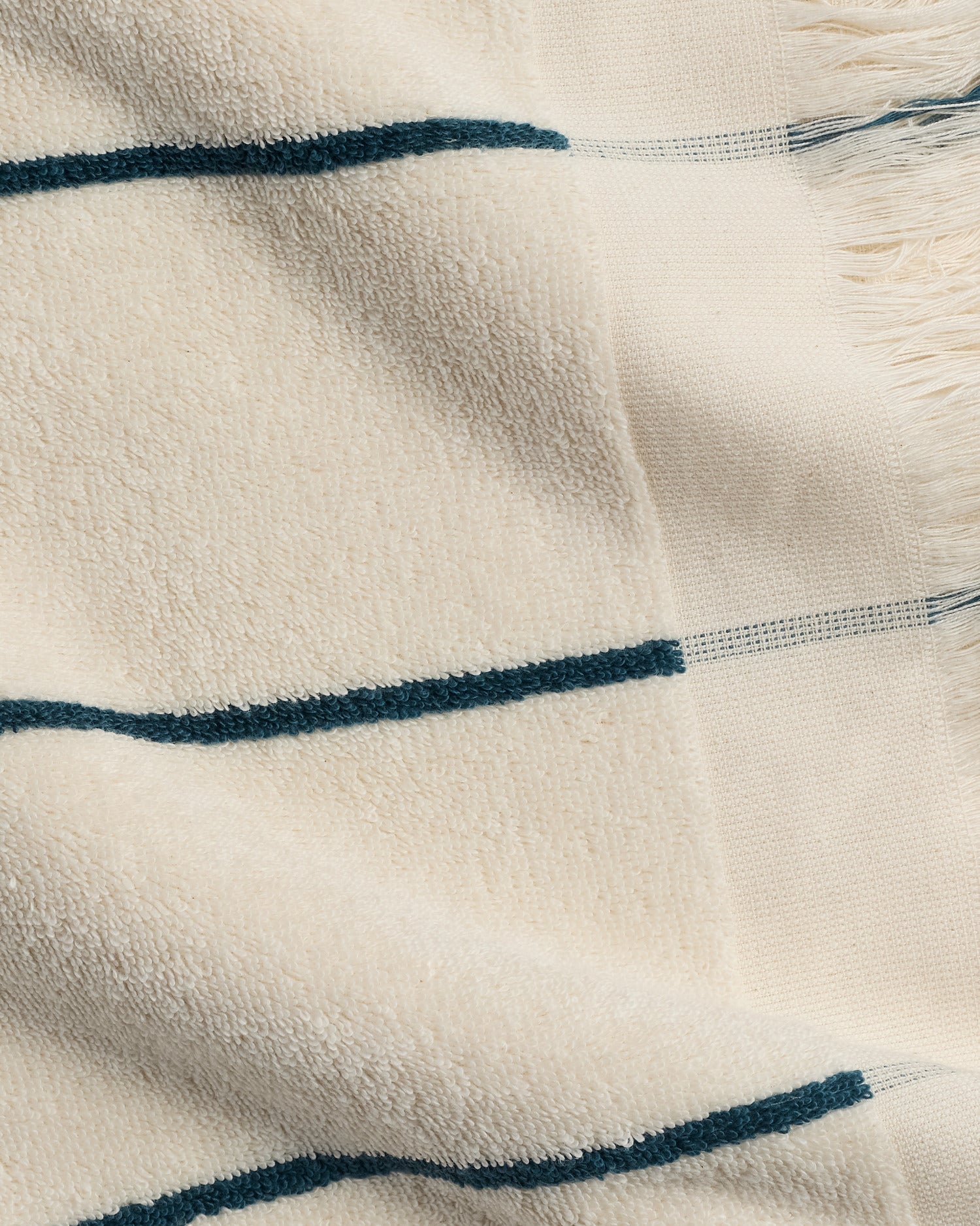 Bayside Beach Towel in Natural with Peacock by Parachute Home — view 3