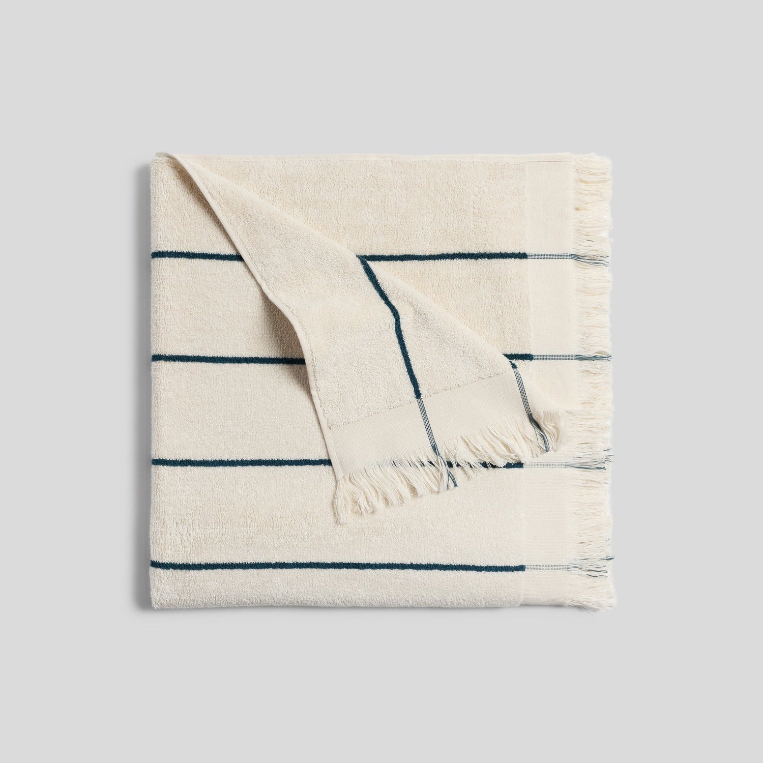 Bayside Beach Towel in Natural with Peacock by Parachute Home — view 1