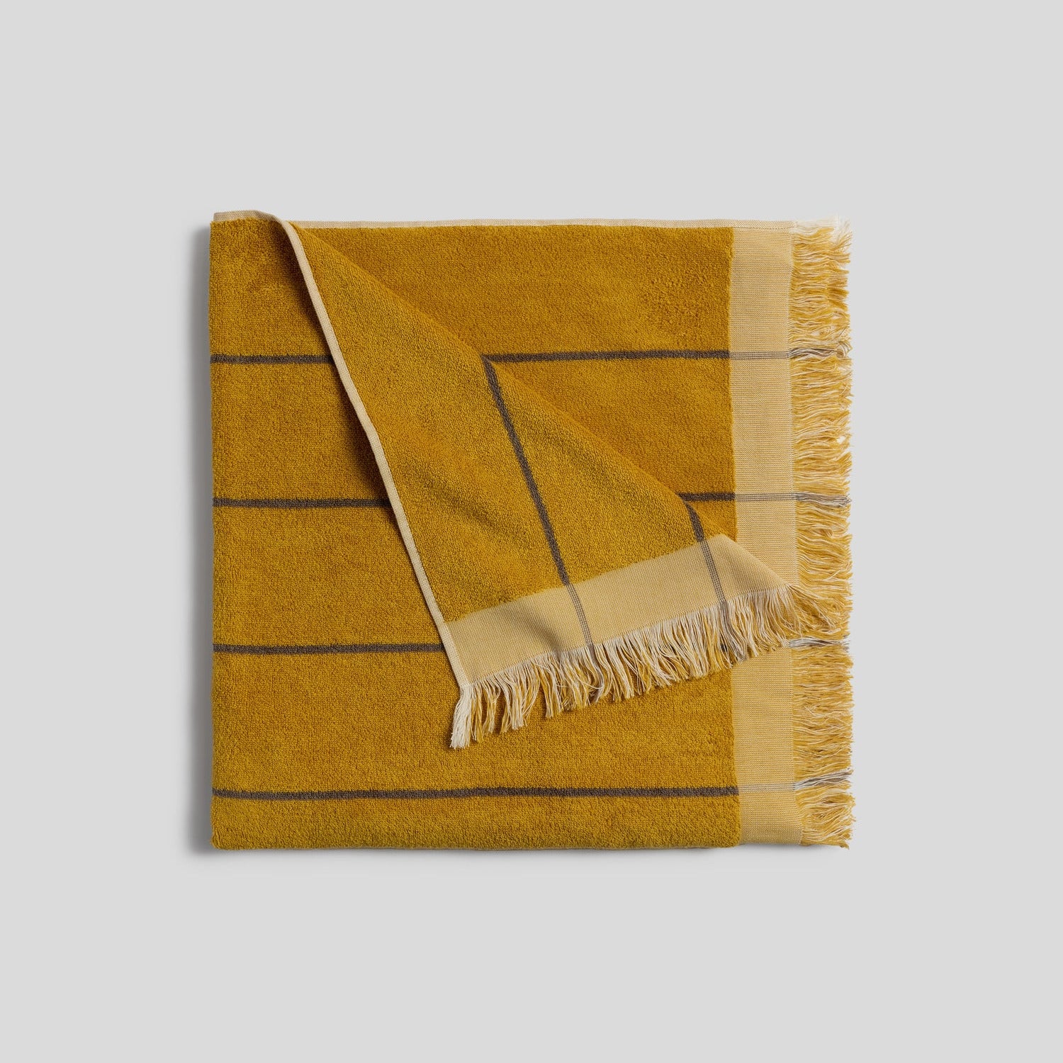 Bayside Beach Towel in Marigold with Warm Grey by Parachute Home — view 1