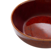 Tortoiseshell Serving Bowl — close-up of amber rim and speckled glaze detail