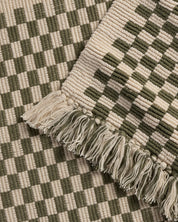 Organic Checkered Bath Rug in Natural and Thyme by Parachute Home — view 3