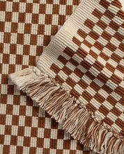 Organic Checkered Bath Rug in Natural and Tobacco by Parachute Home — view 3