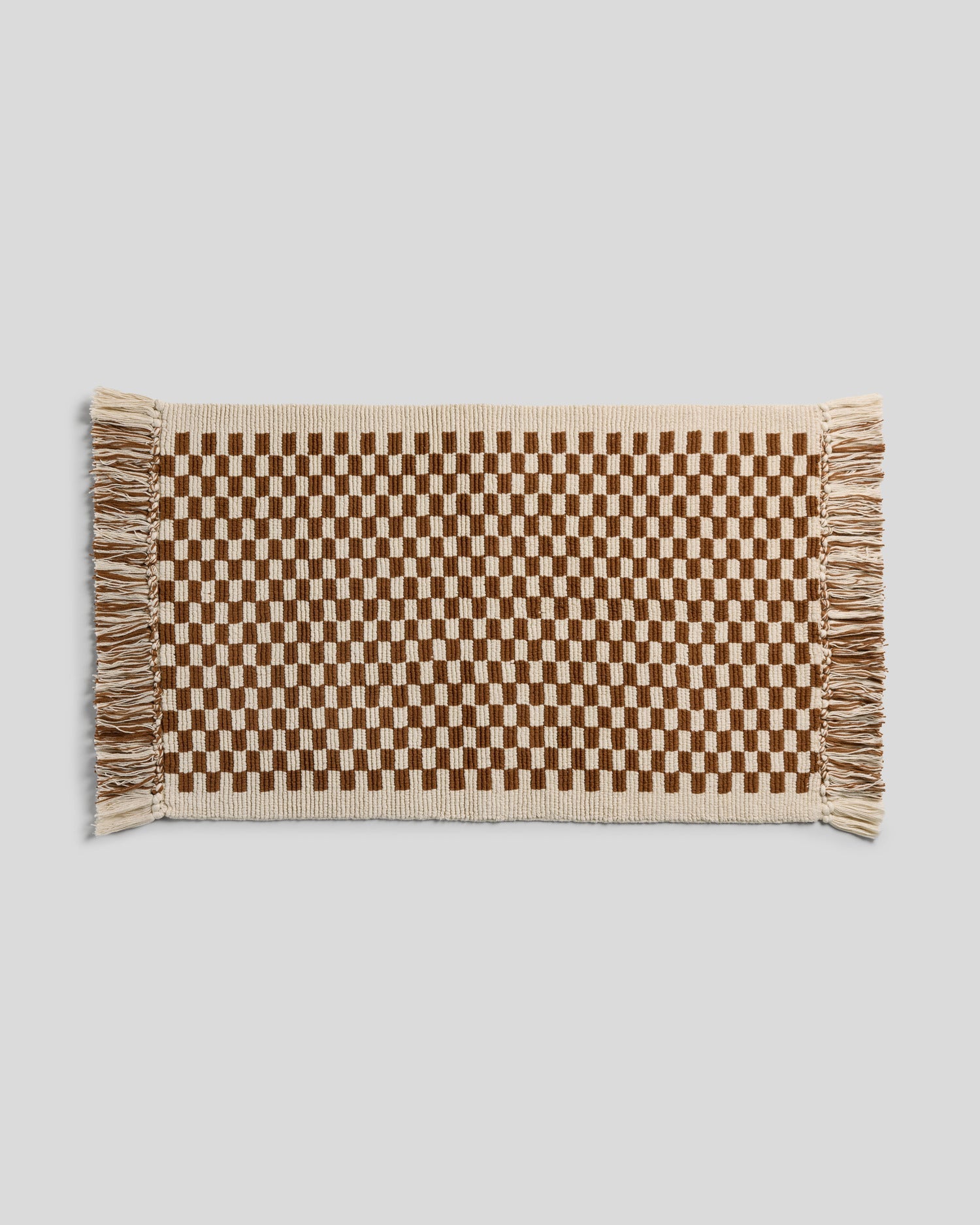 Organic Checkered Bath Rug in Natural and Tobacco by Parachute Home — view 1