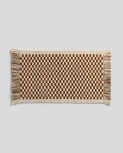 Organic Checkered Bath Rug in Natural and Tobacco by Parachute Home — view 1