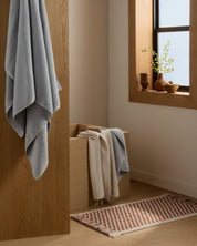 Organic Checkered Bath Rug in Natural and Tobacco by Parachute Home — view 4