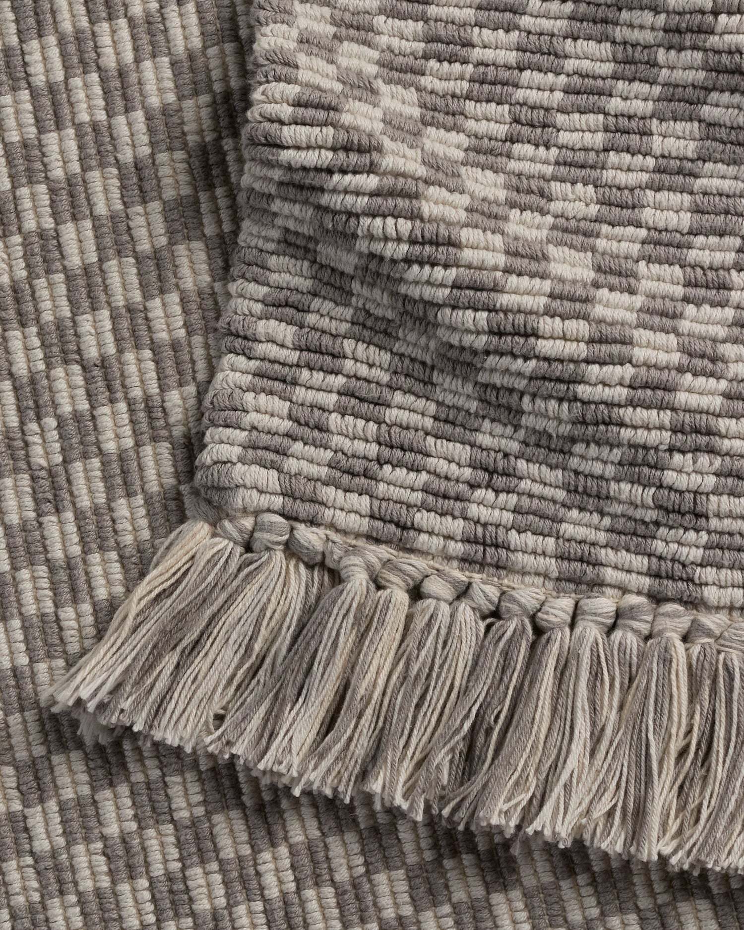 Organic Checkered Bath Rug in Pebble and Dove by Parachute Home — view 3