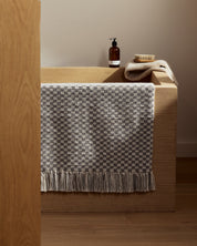 Organic Checkered Bath Rug in Pebble and Dove by Parachute Home — view 2
