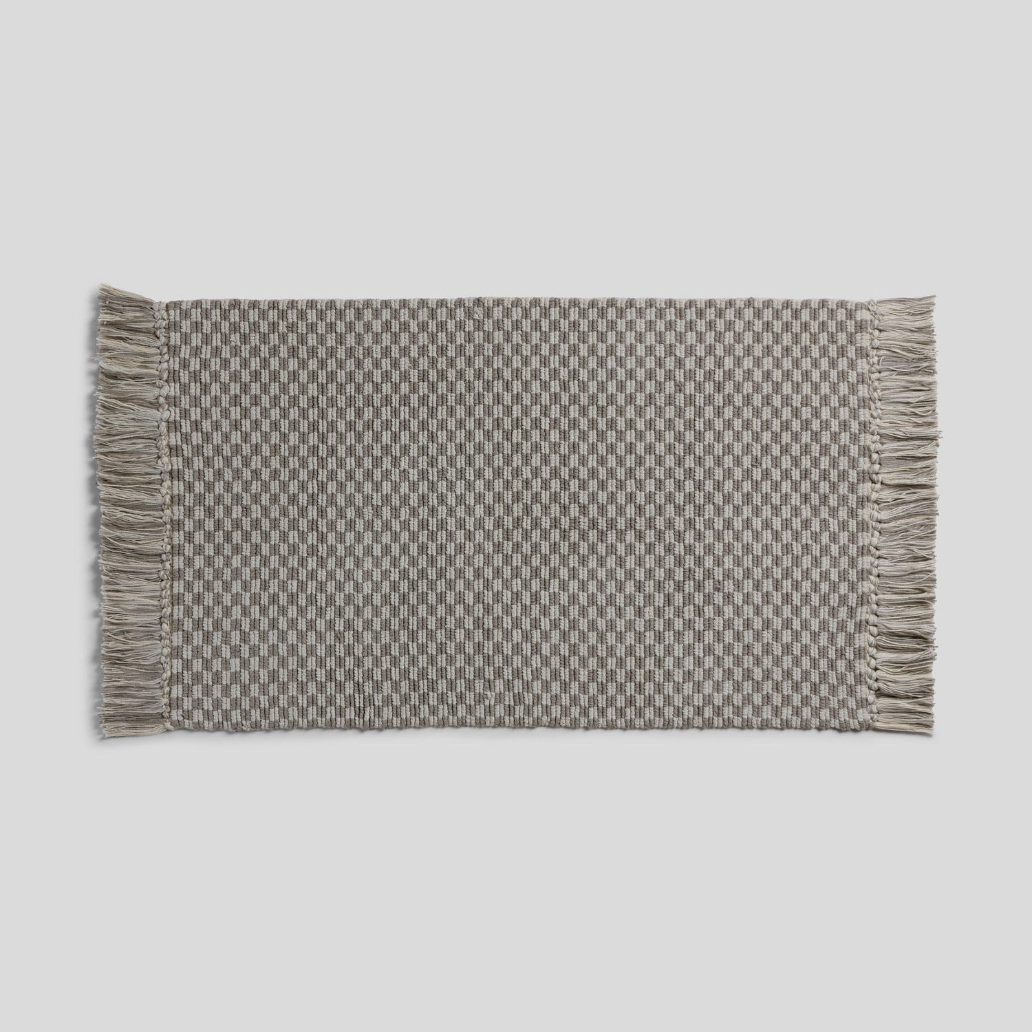Organic Checkered Bath Rug in Pebble and Dove by Parachute Home — view 1