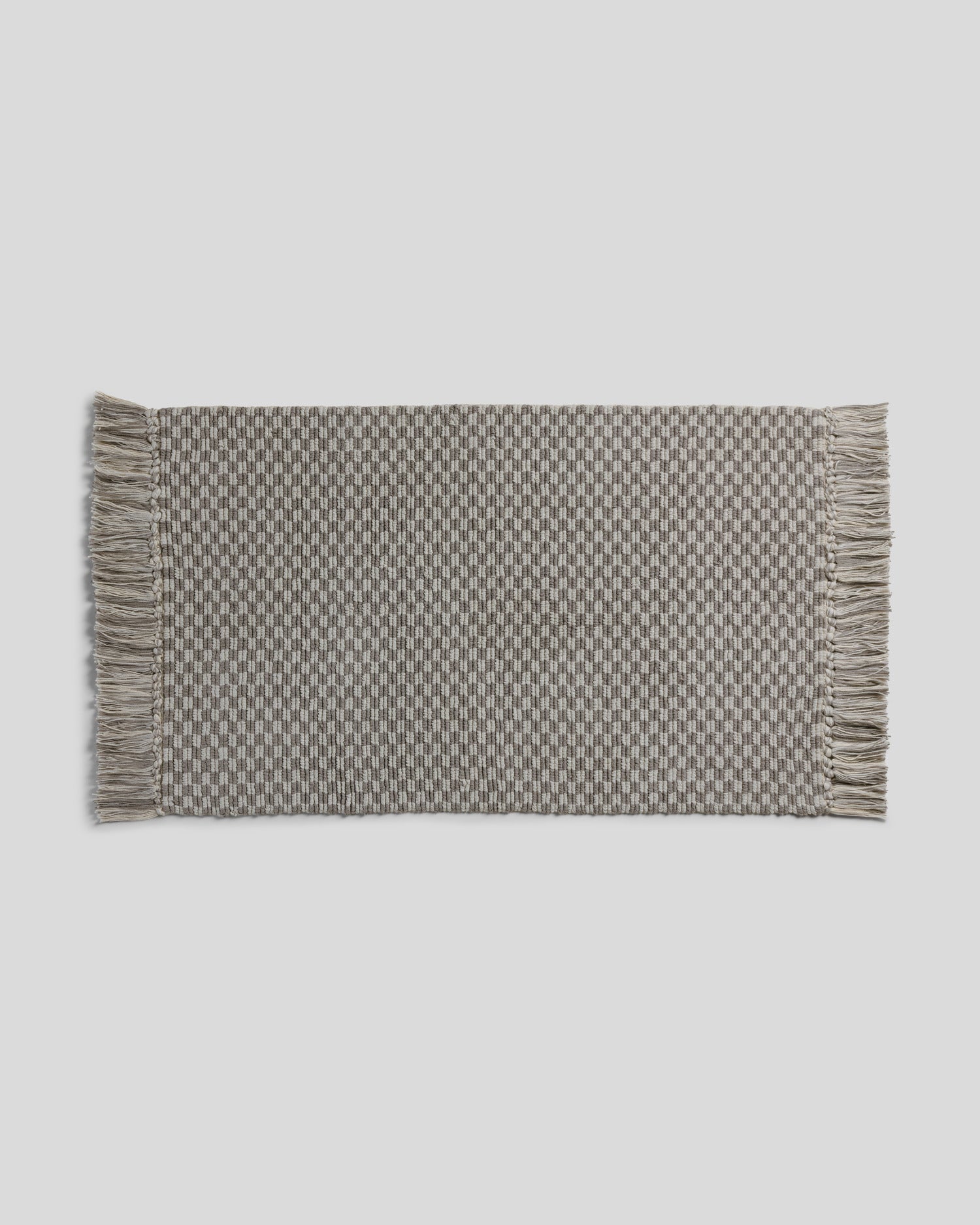 Organic Checkered Bath Rug in Pebble and Dove by Parachute Home — view 1