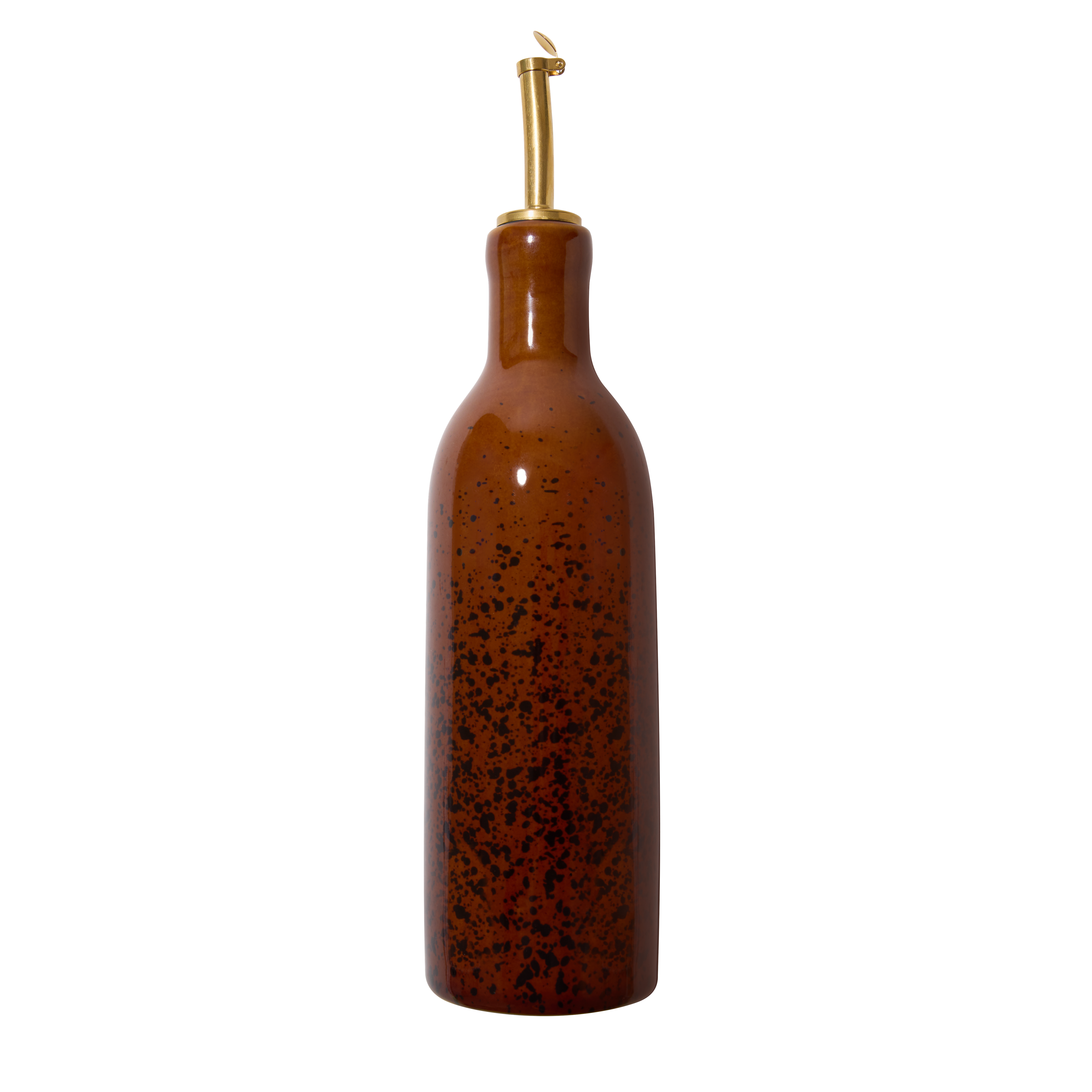 Tortoiseshell Oil Cruet — full bottle with brass pour spout
