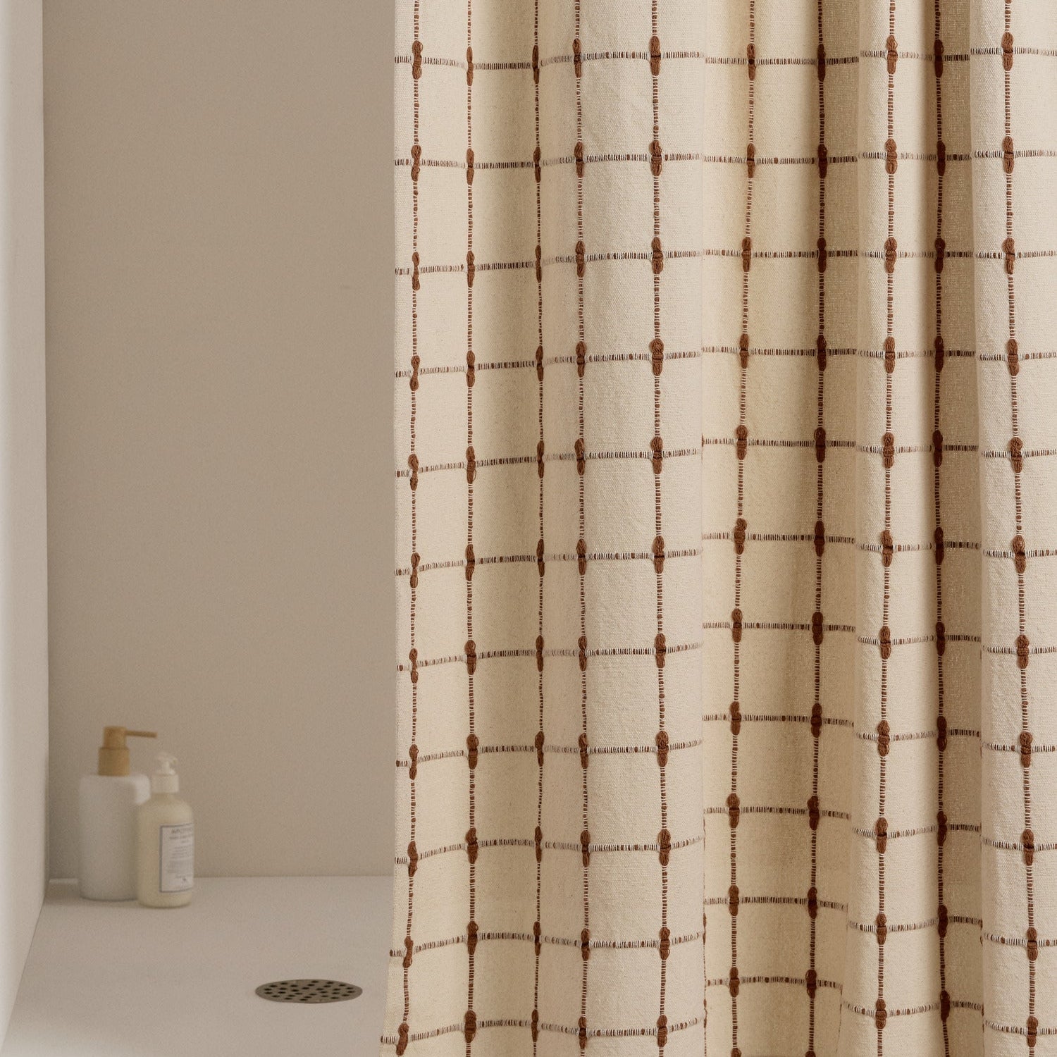 Organic Oasis Shower Curtain in Natural and Tobacco by Parachute Home — view 1