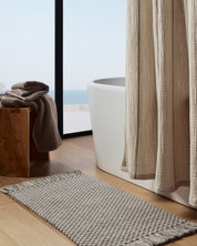 Organic Checkered Bath Rug in Pebble and Dove by Parachute Home — view 4