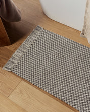 Organic Checkered Bath Rug in Pebble and Dove by Parachute Home — view 5