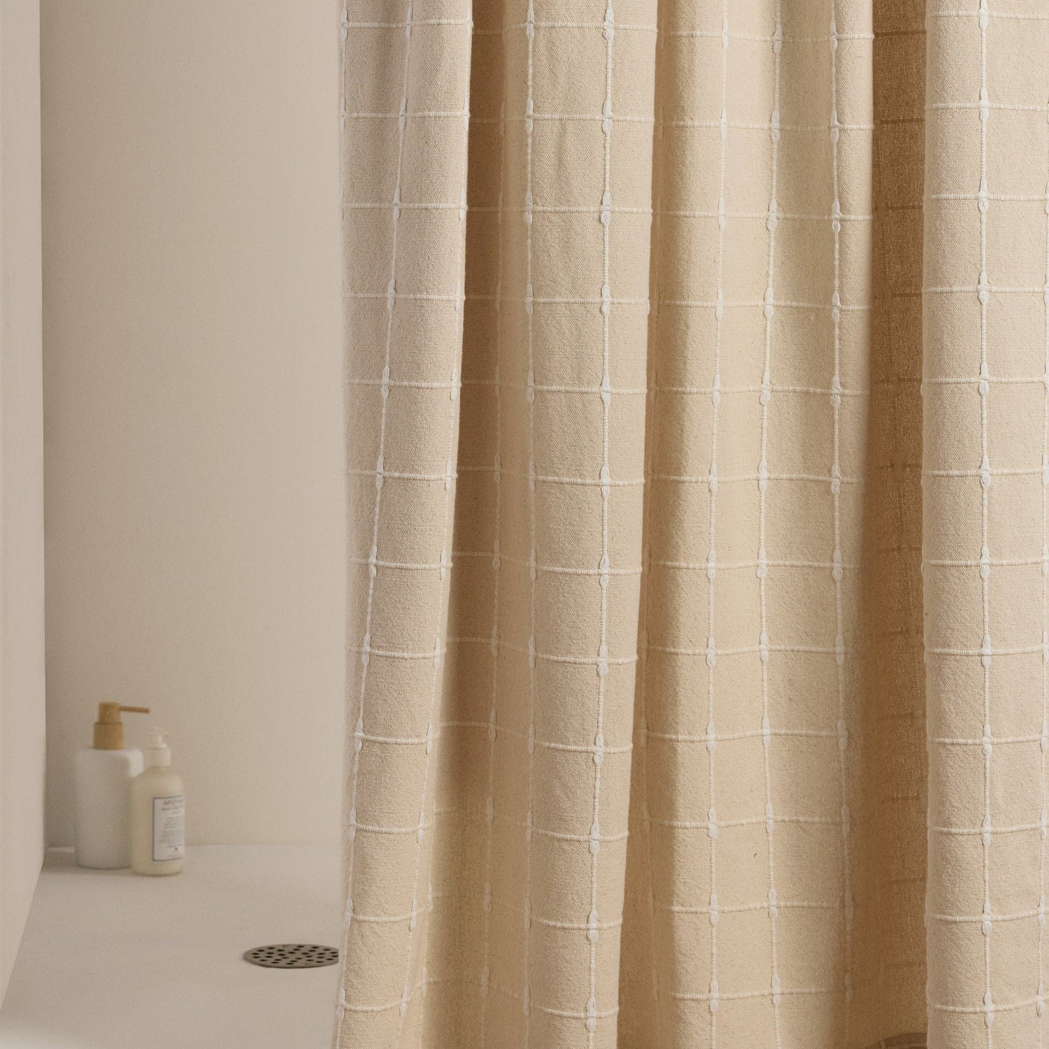Organic Oasis Shower Curtain in White and Natural by Parachute Home — view 1
