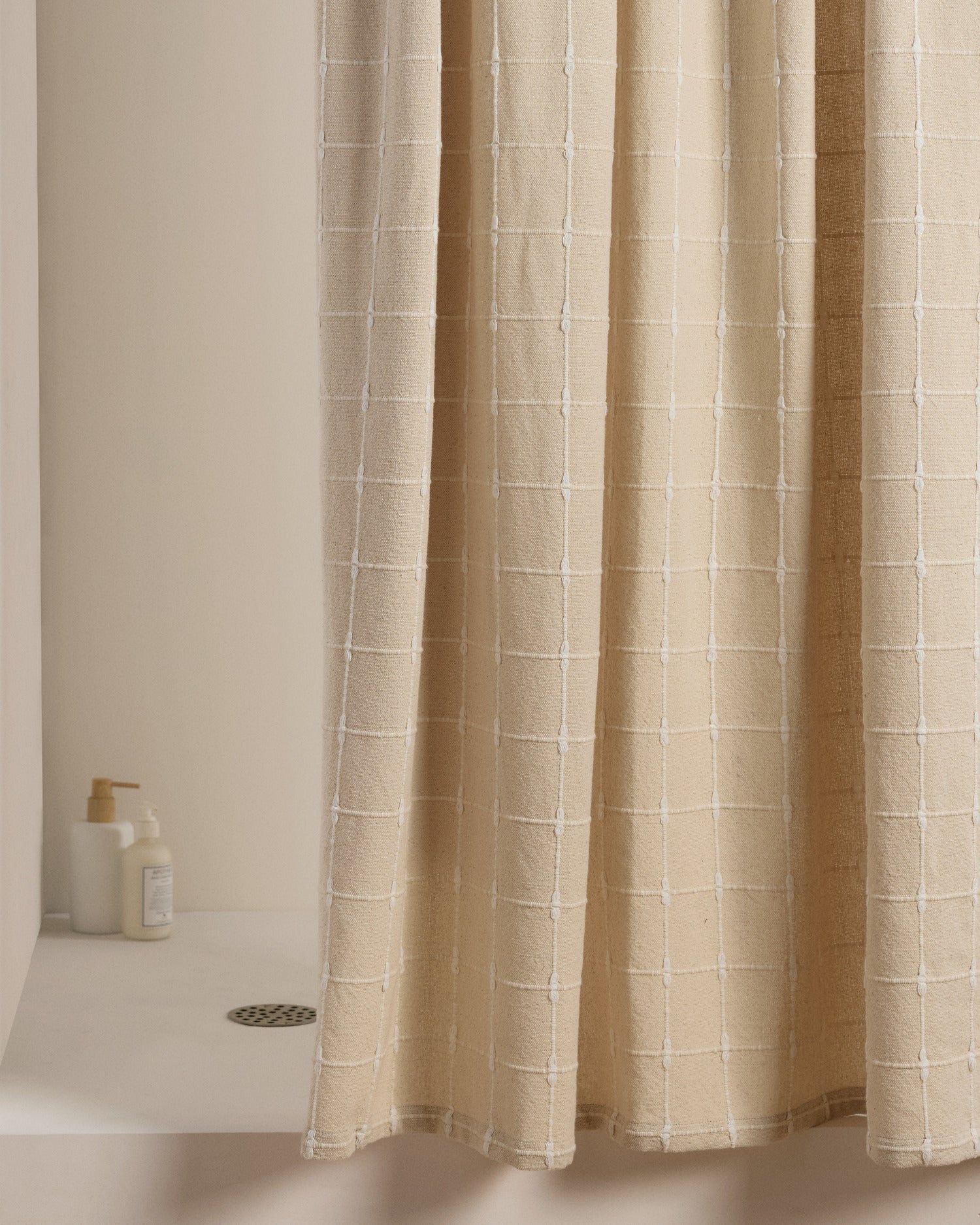 Organic Oasis Shower Curtain in White and Natural by Parachute Home — view 1