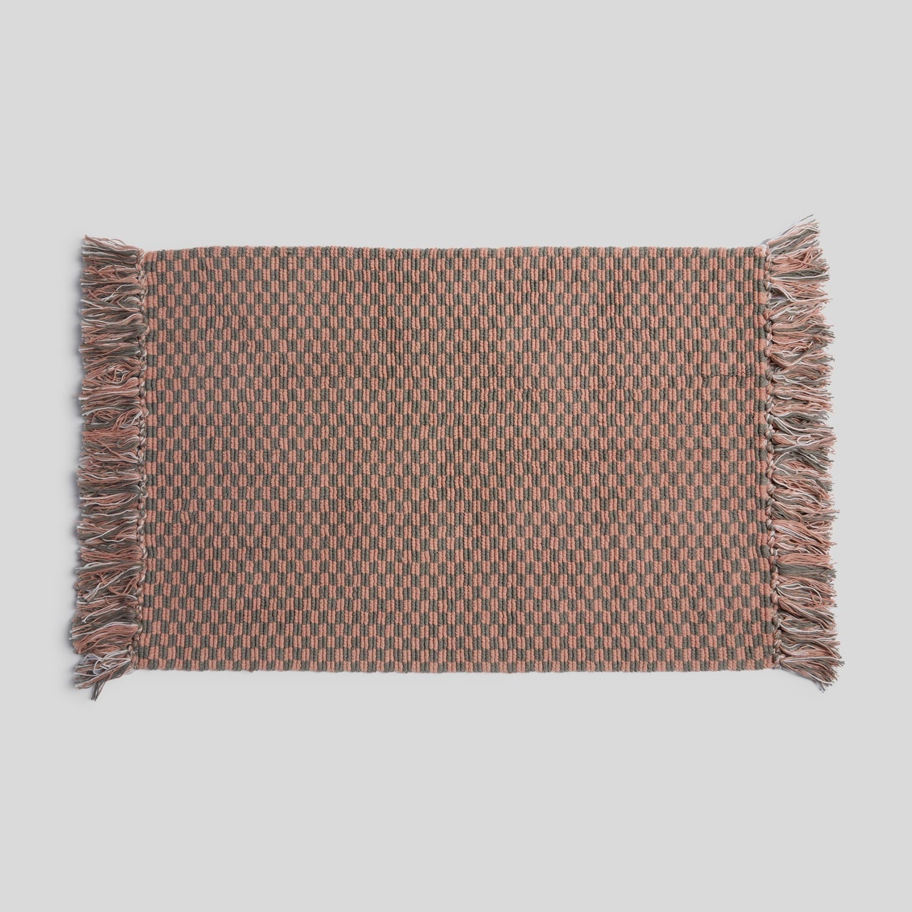 Organic Checkered Bath Rug in Moss and Adobe by Parachute Home — view 1
