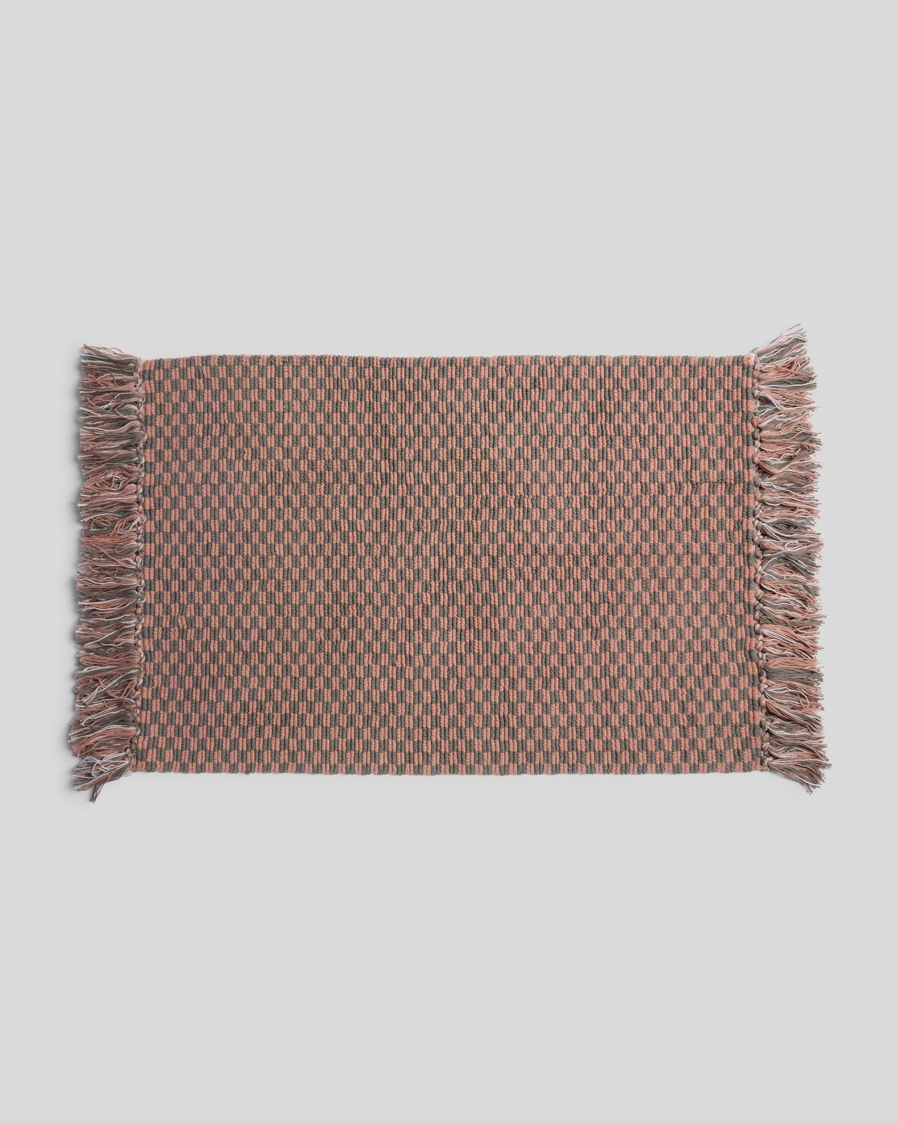 Organic Checkered Bath Rug in Moss and Adobe by Parachute Home — view 1