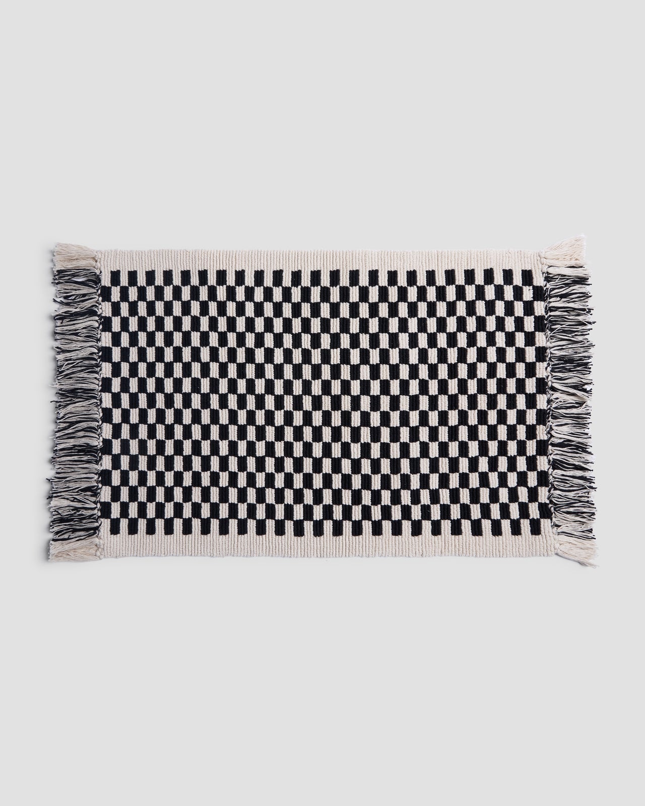Organic Checkered Bath Rug in Natural and Black by Parachute Home — view 1