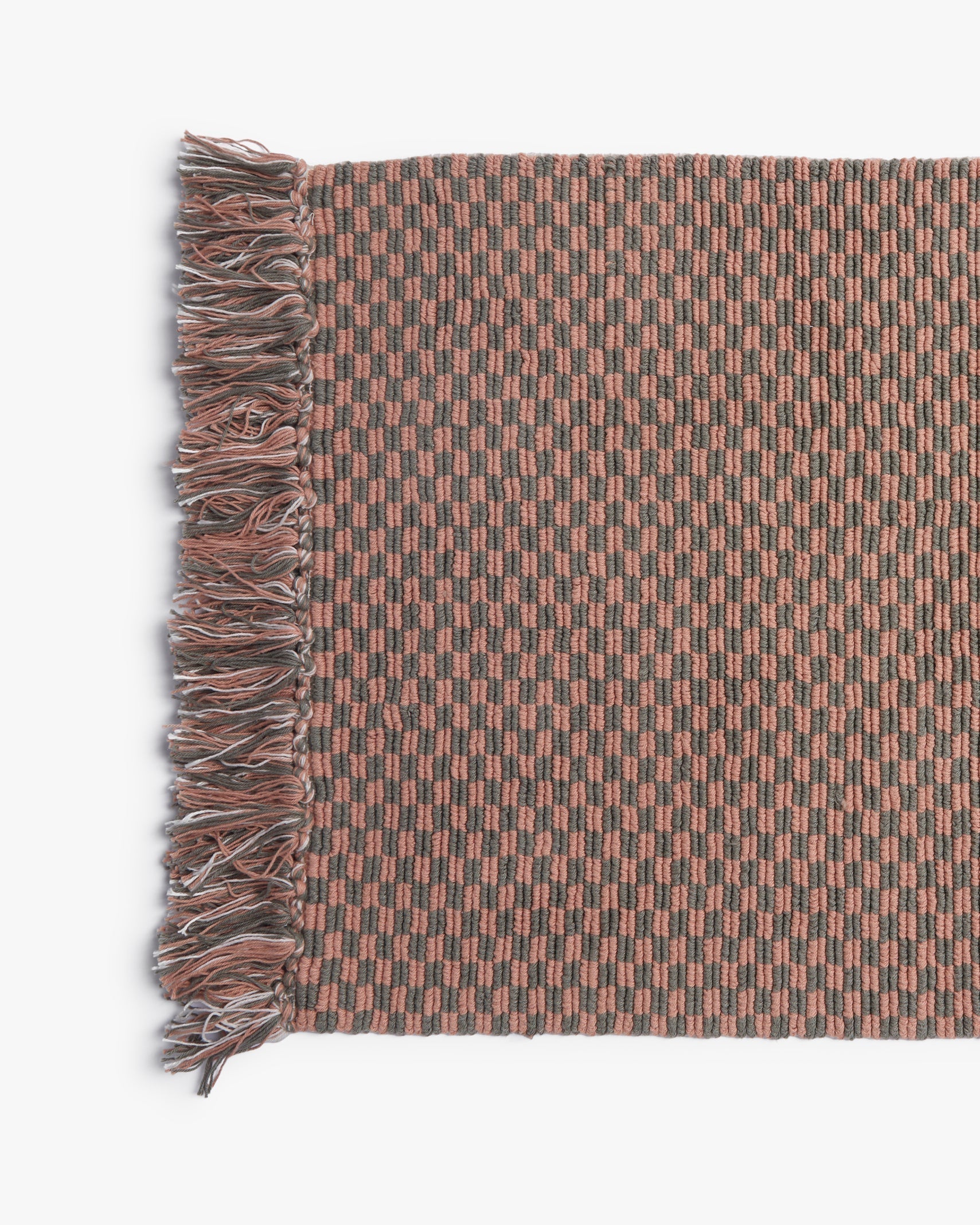 Organic Checkered Bath Rug in Moss and Adobe by Parachute Home — view 3