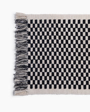 Organic Checkered Bath Rug in Natural and Black by Parachute Home — view 3