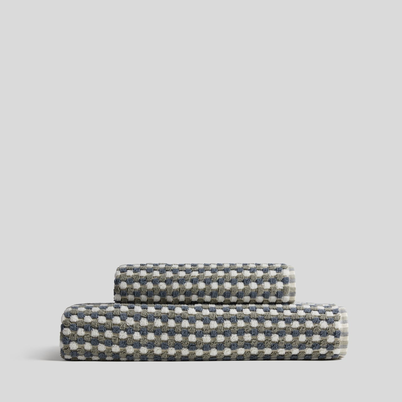 Organic Cotton Mosaic Towels in Moss and Dusk by Parachute Home — view 1