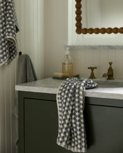 Organic Cotton Mosaic Towels in Moss and Dusk by Parachute Home — view 2