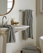 Organic Cotton Mosaic Towels in Moss and Dusk by Parachute Home — view 4