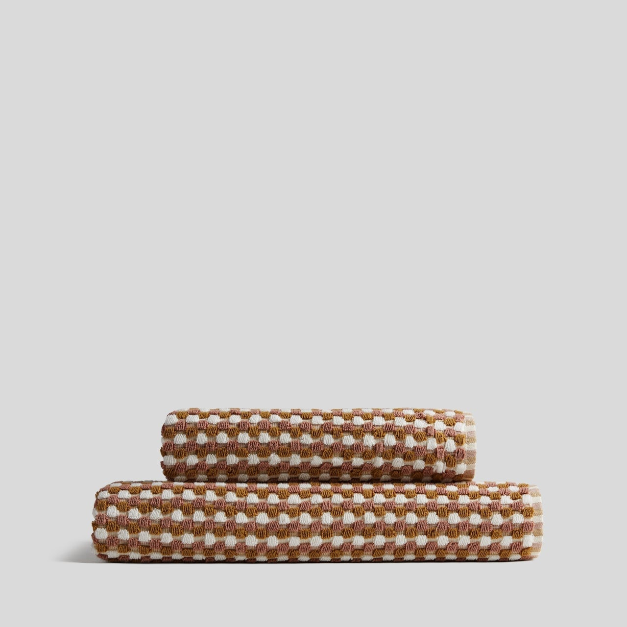 Organic Cotton Mosaic Towels in Ochre and Clay by Parachute Home — view 1