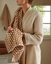 Organic Cotton Mosaic Towels in Ochre and Clay by Parachute Home — view 2