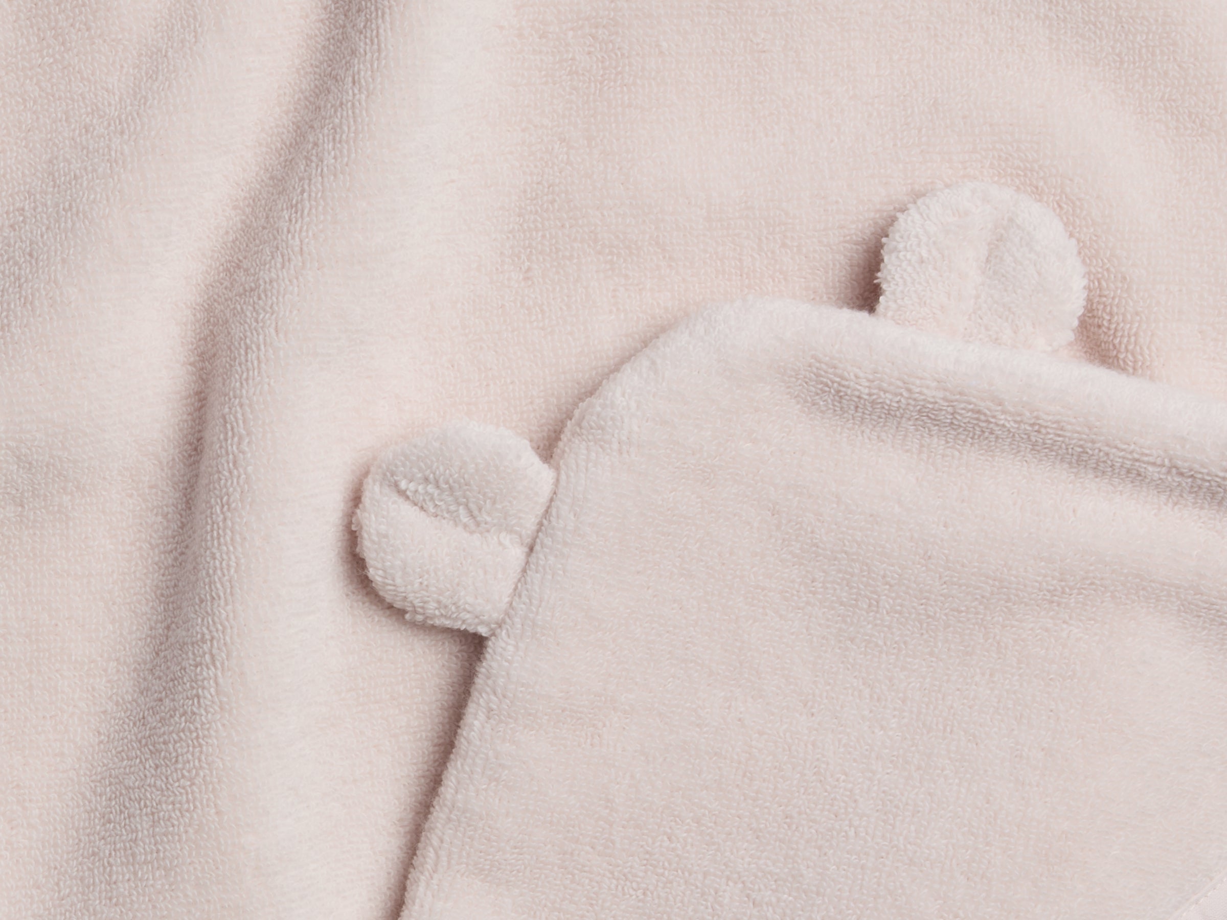 Organic Hooded Baby Towel with Ears in Blush by Parachute Home — view 3