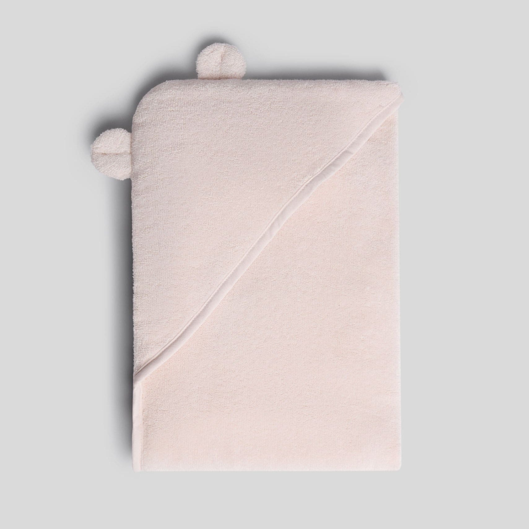 Organic Hooded Baby Towel with Ears in Blush by Parachute Home — view 1